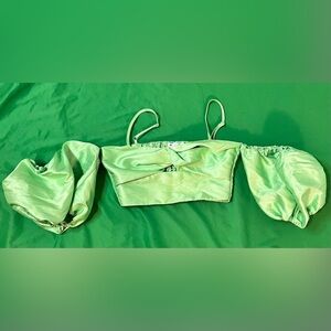 ASOS Lime Satin Cropped Top size 4